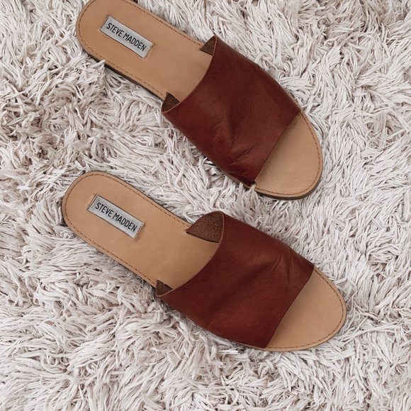 STEVE MADDEN GRACE SLIDE SANDALS - BROWN - SIZE 10 - Picture 4 of 5